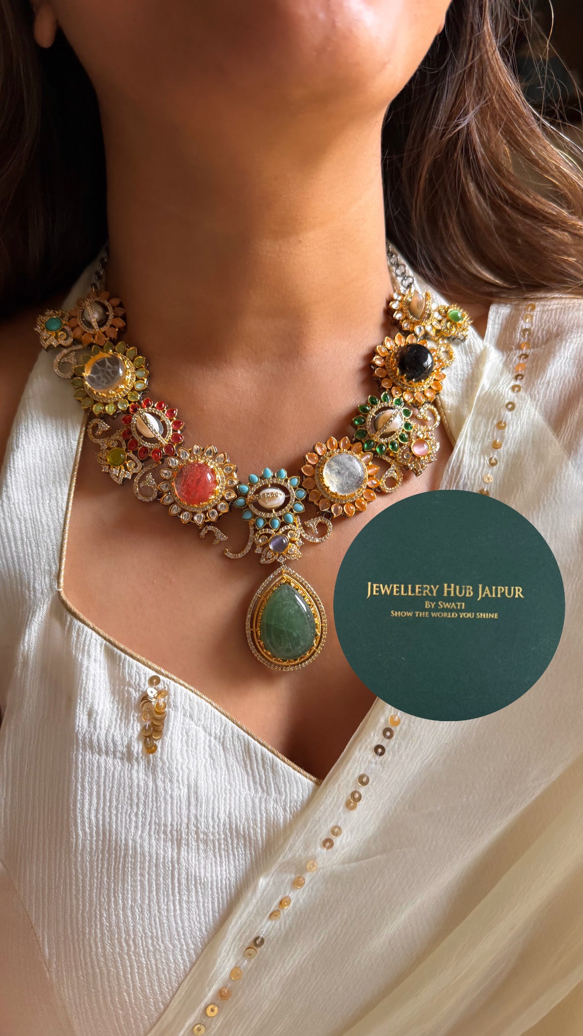 Navratna floral designed collar set