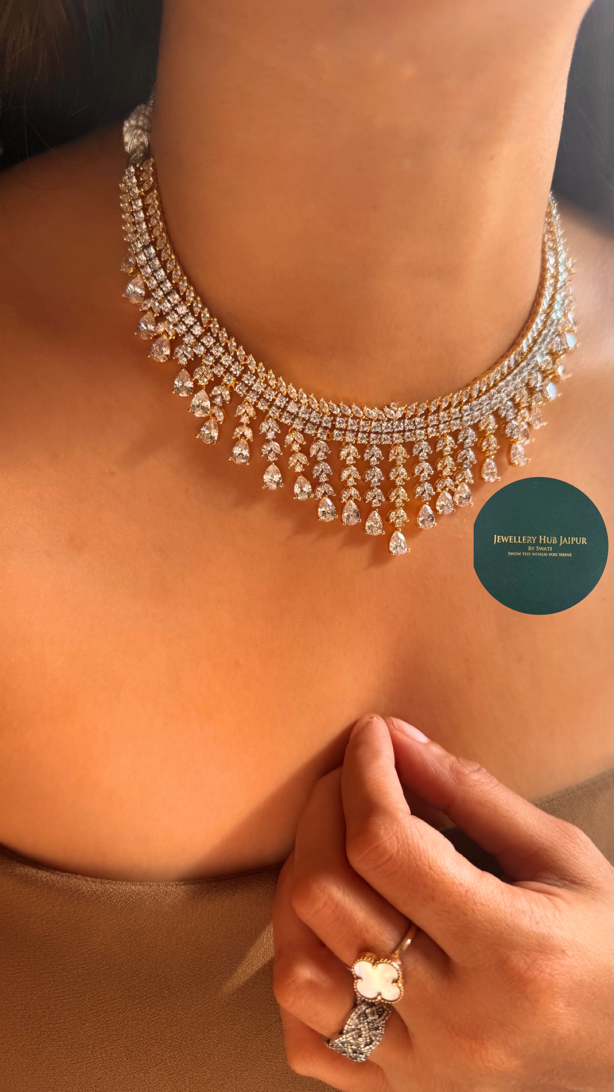 Cz Diamond GJ Polish cocktail necklace