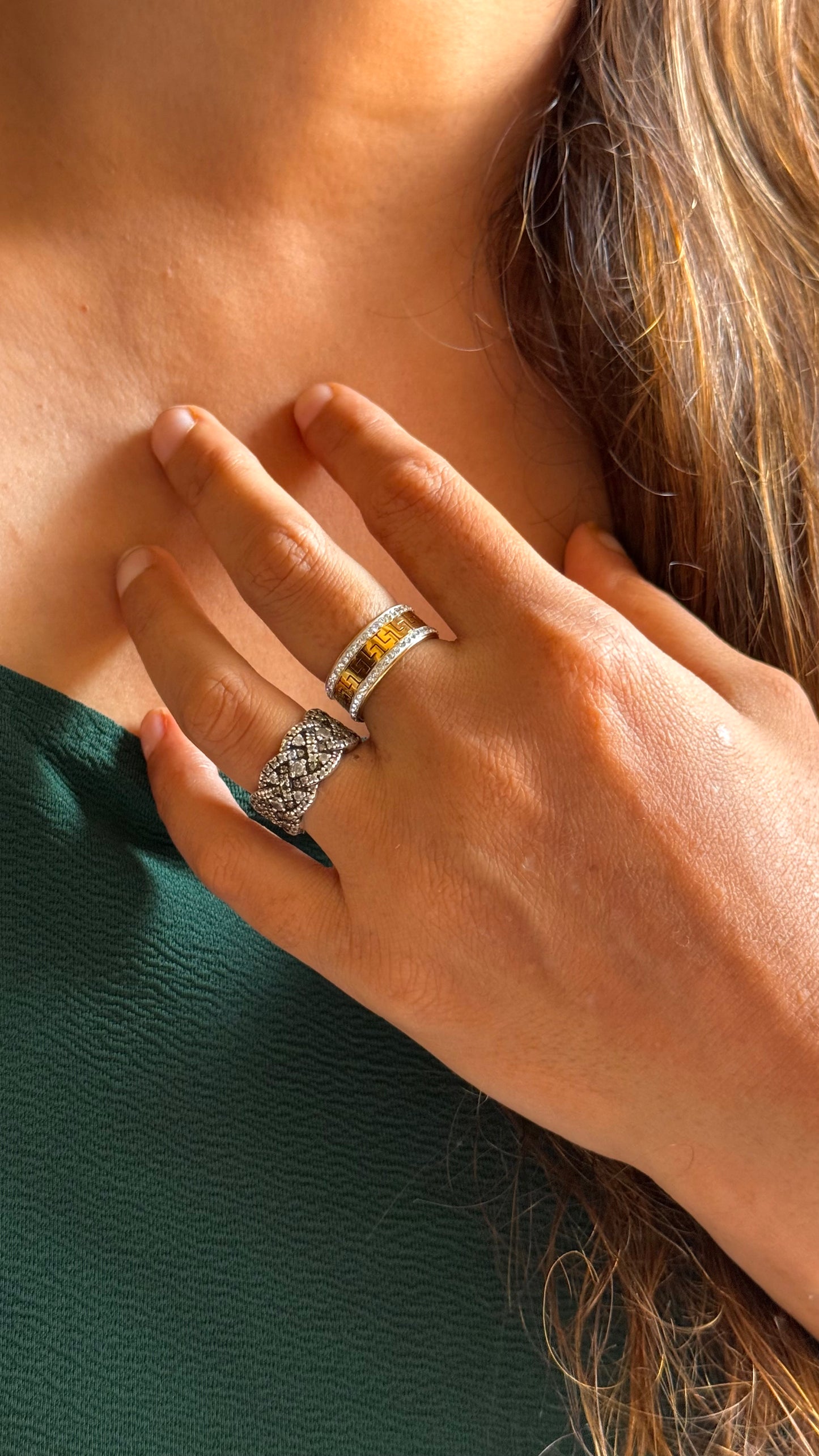 Wide Amber/Citrine Band Ring