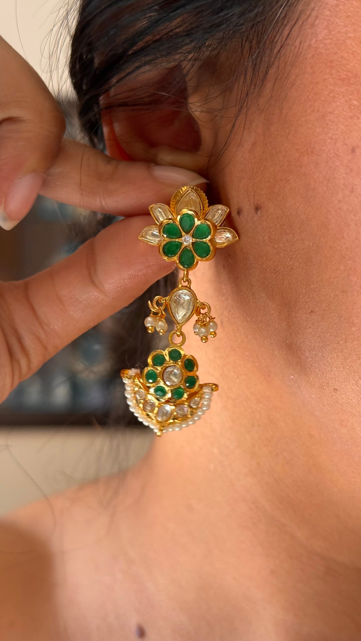 Peacock inspired emerald rajwada collar Necklace