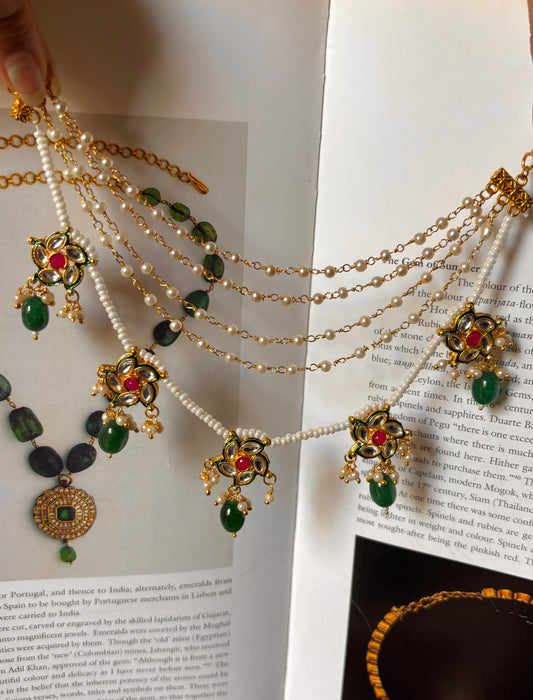5 layer rajwadi with emerald drops kaanchain