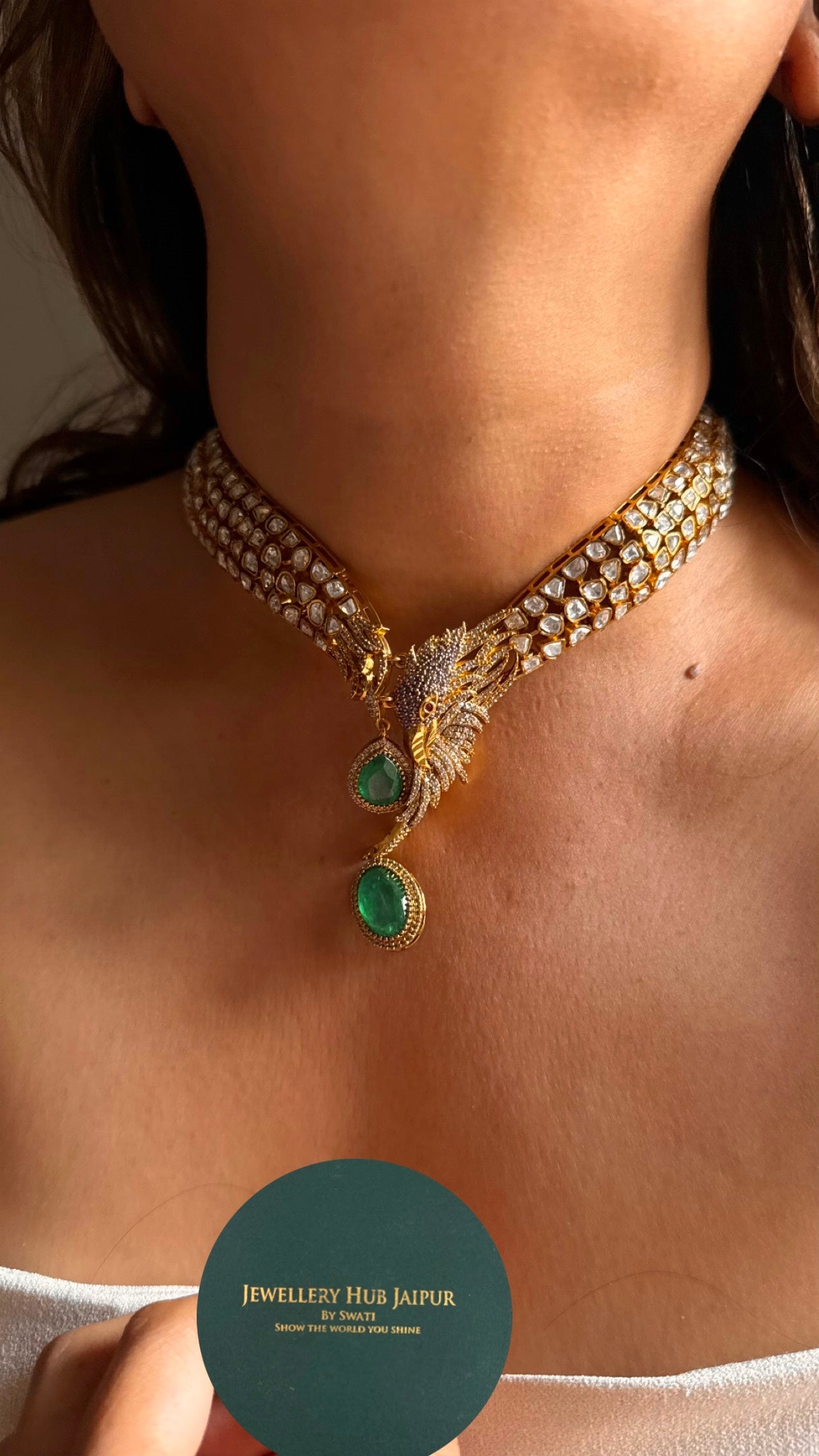 Emerald baaj designer cocktail necklace