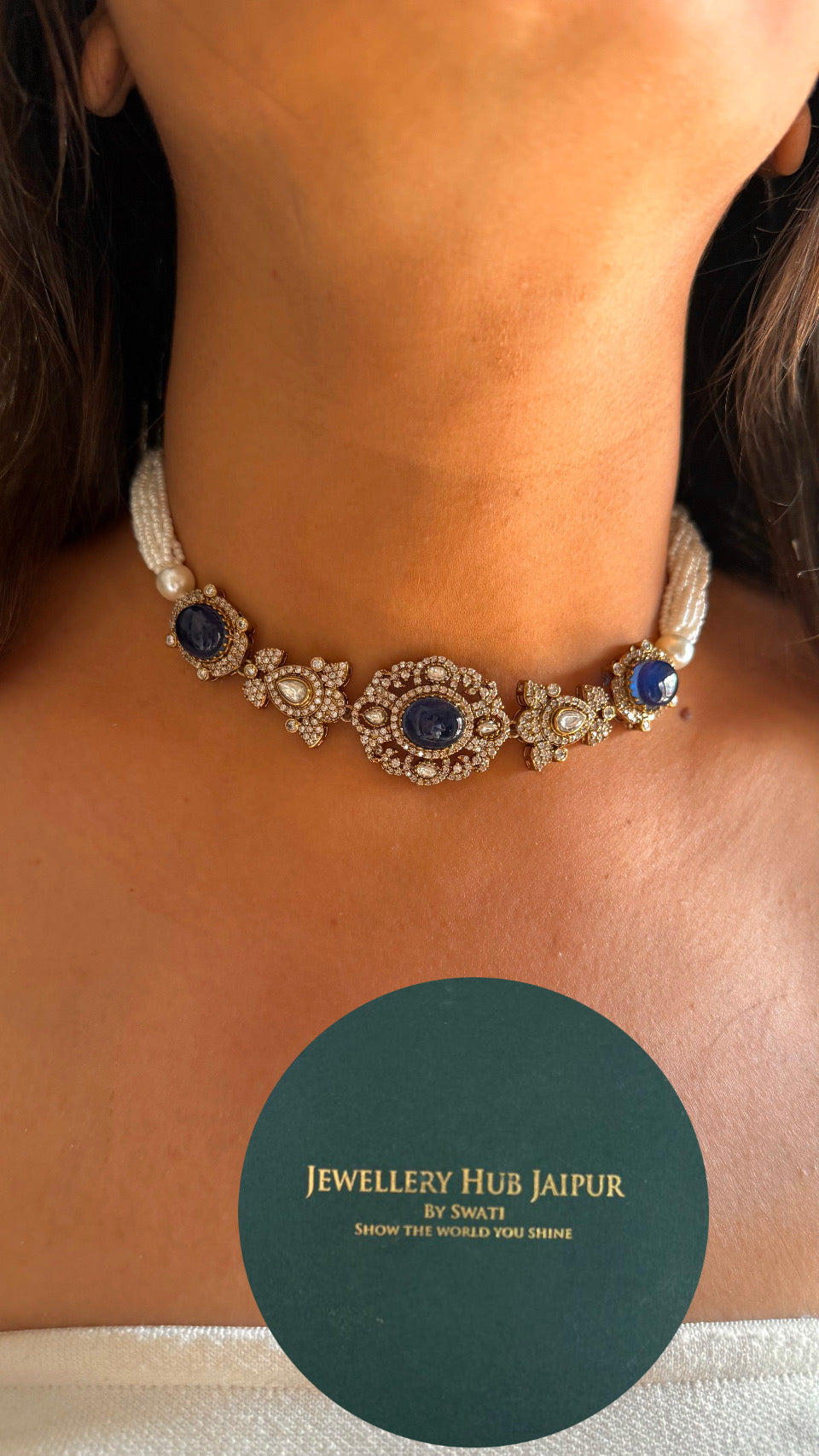 Sapphire Victorian minimalist choker