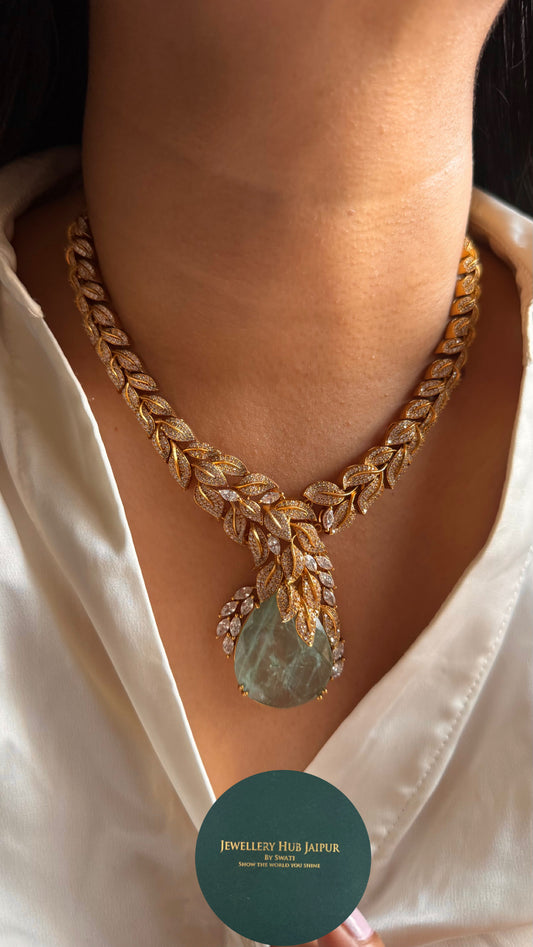 Leaf inspired mint doublet designer Necklace