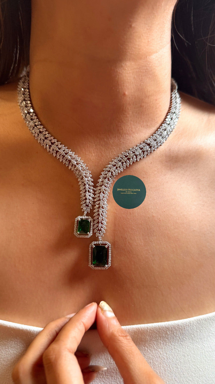 Emerald doublet cocktail design diamond collar set