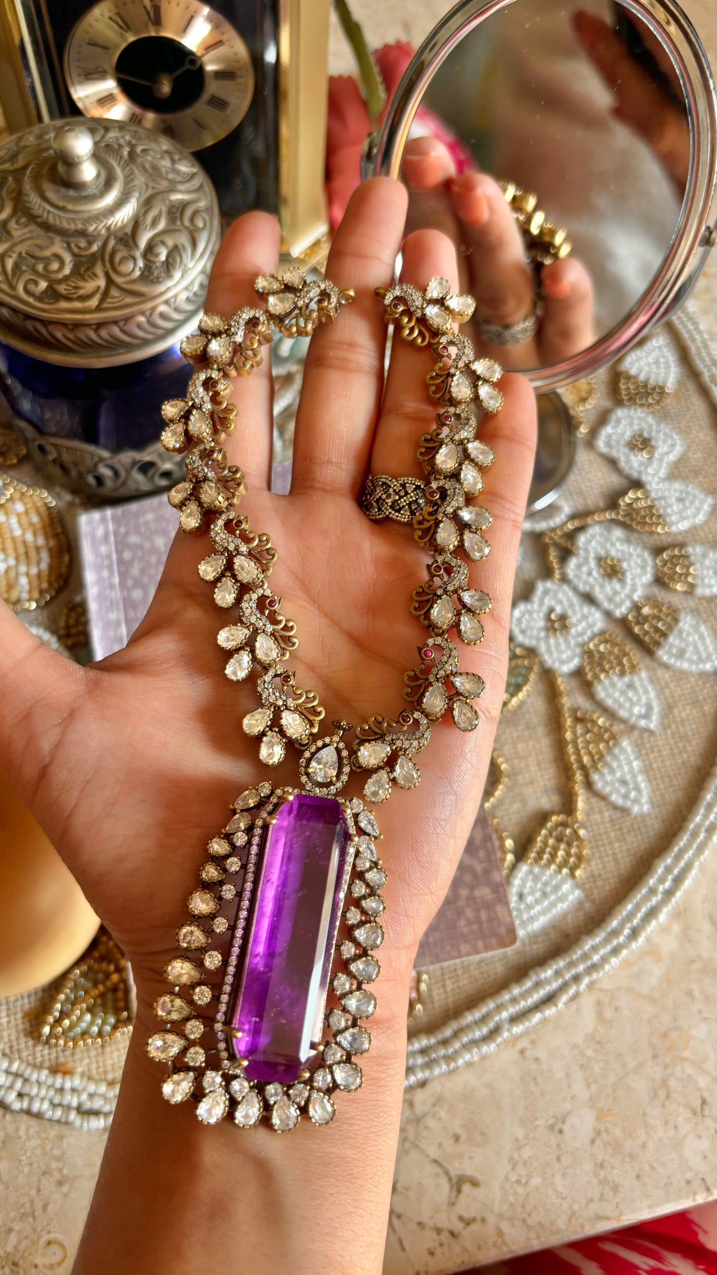 Preet Tanzanite necklace with earrings