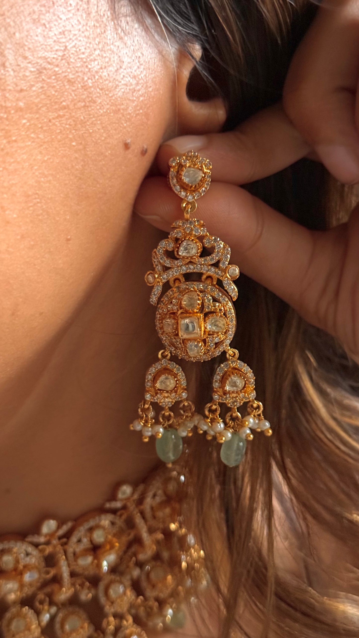 Real moissanite jhalar designer necklace