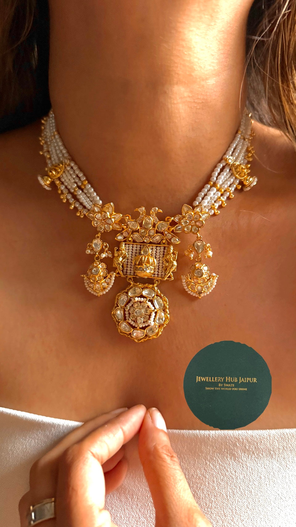 Kalash designed floral pearl detailing Necklace
