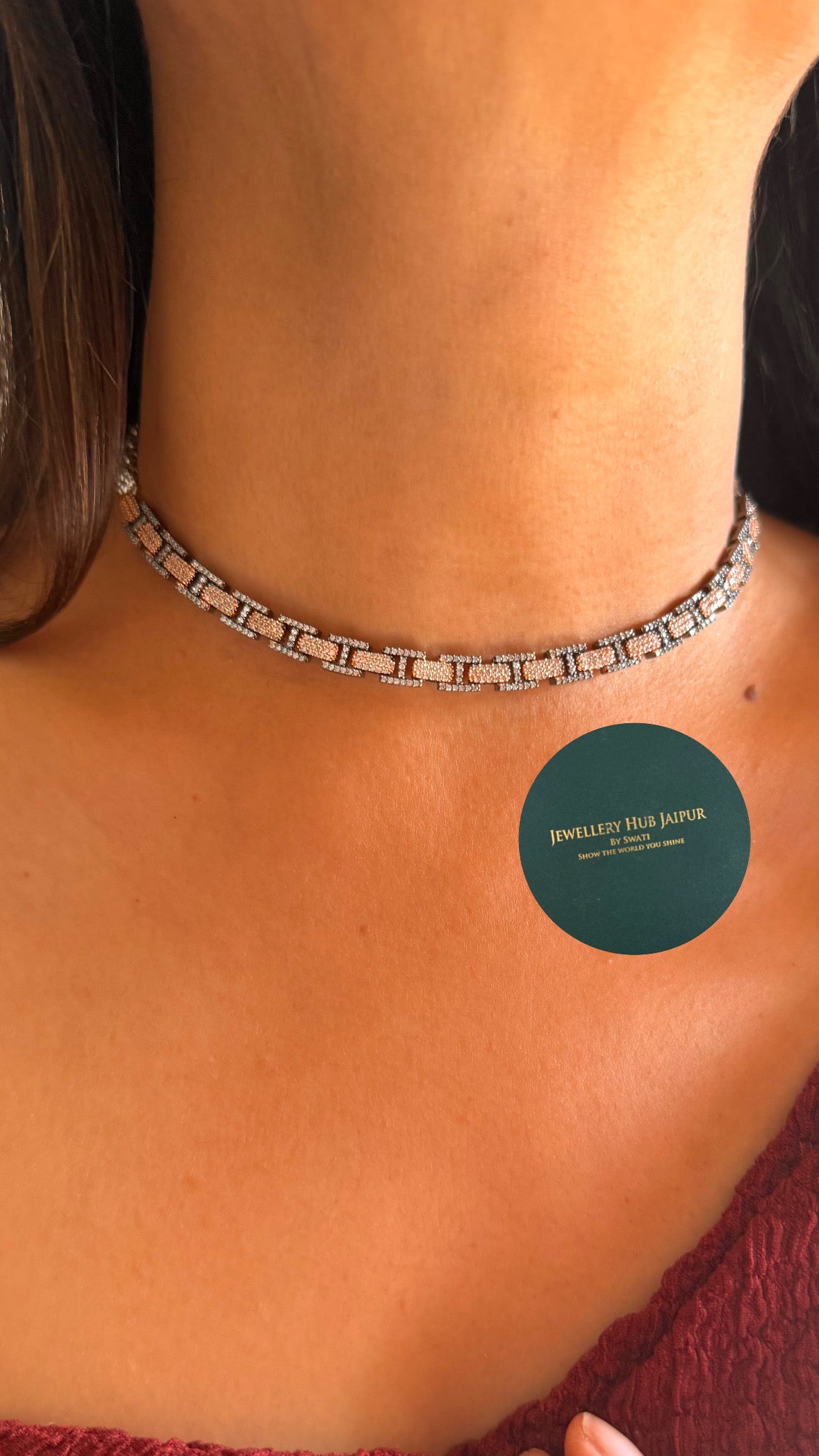 dual colour minimal diamond necklace