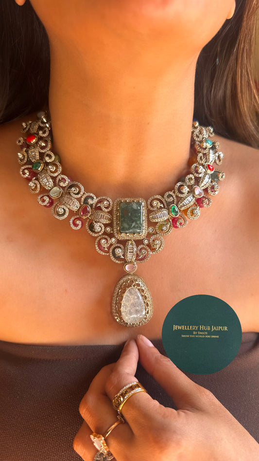 Sabhyasachi inspired heritage panna necklace