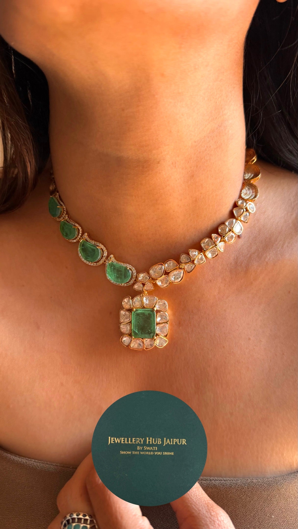 Mint leaf designer collar Necklace