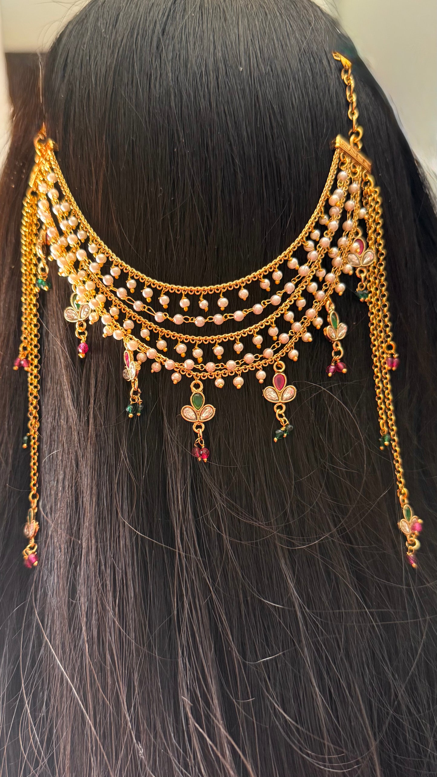 Emerald & ruby hair accessory