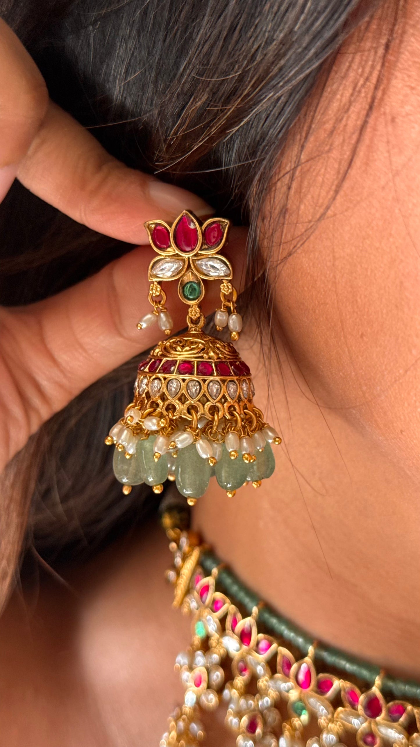 Lotus inspired rajwada choker set