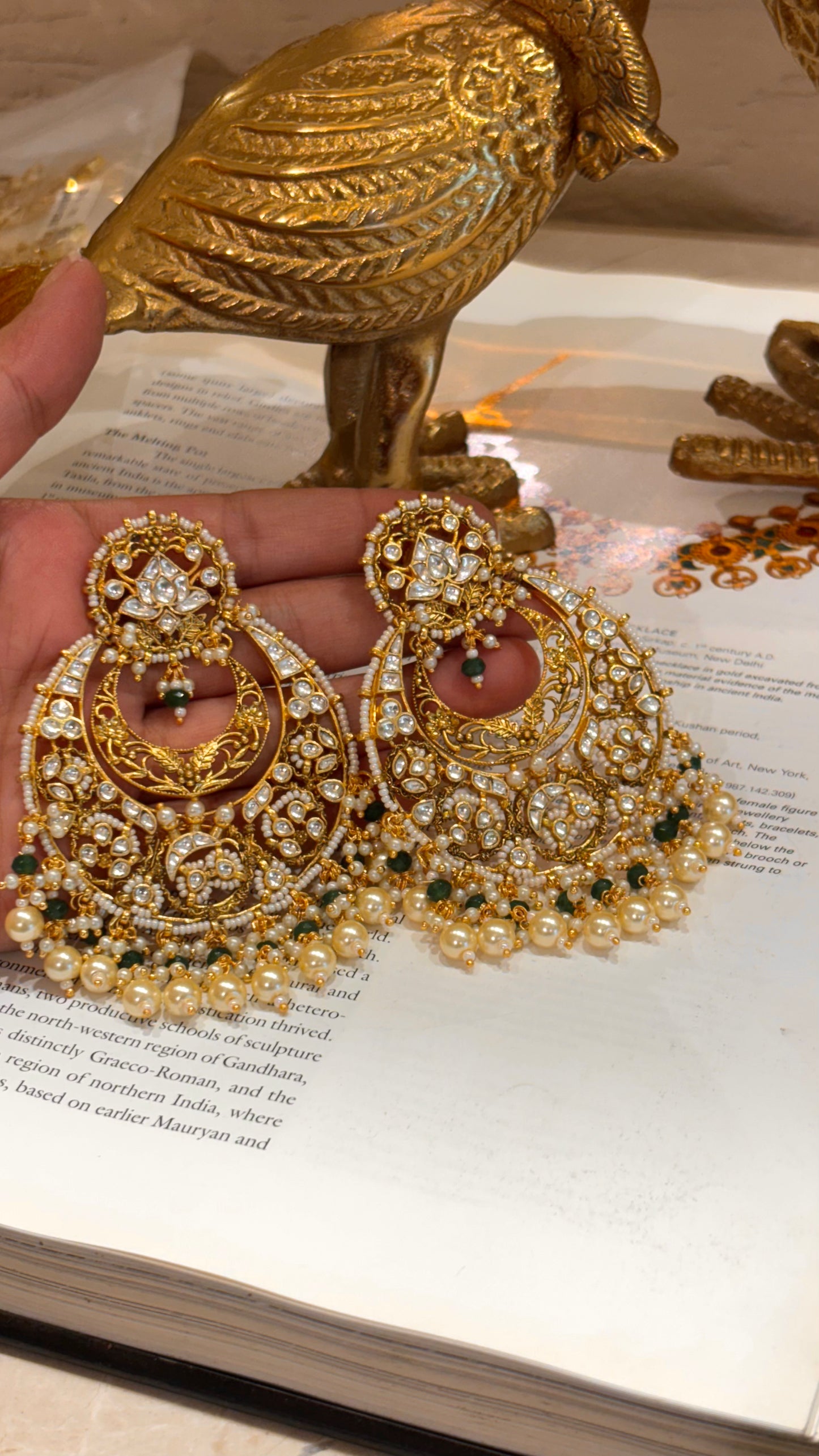Paachi kundan gold chaandbaali designer earrings