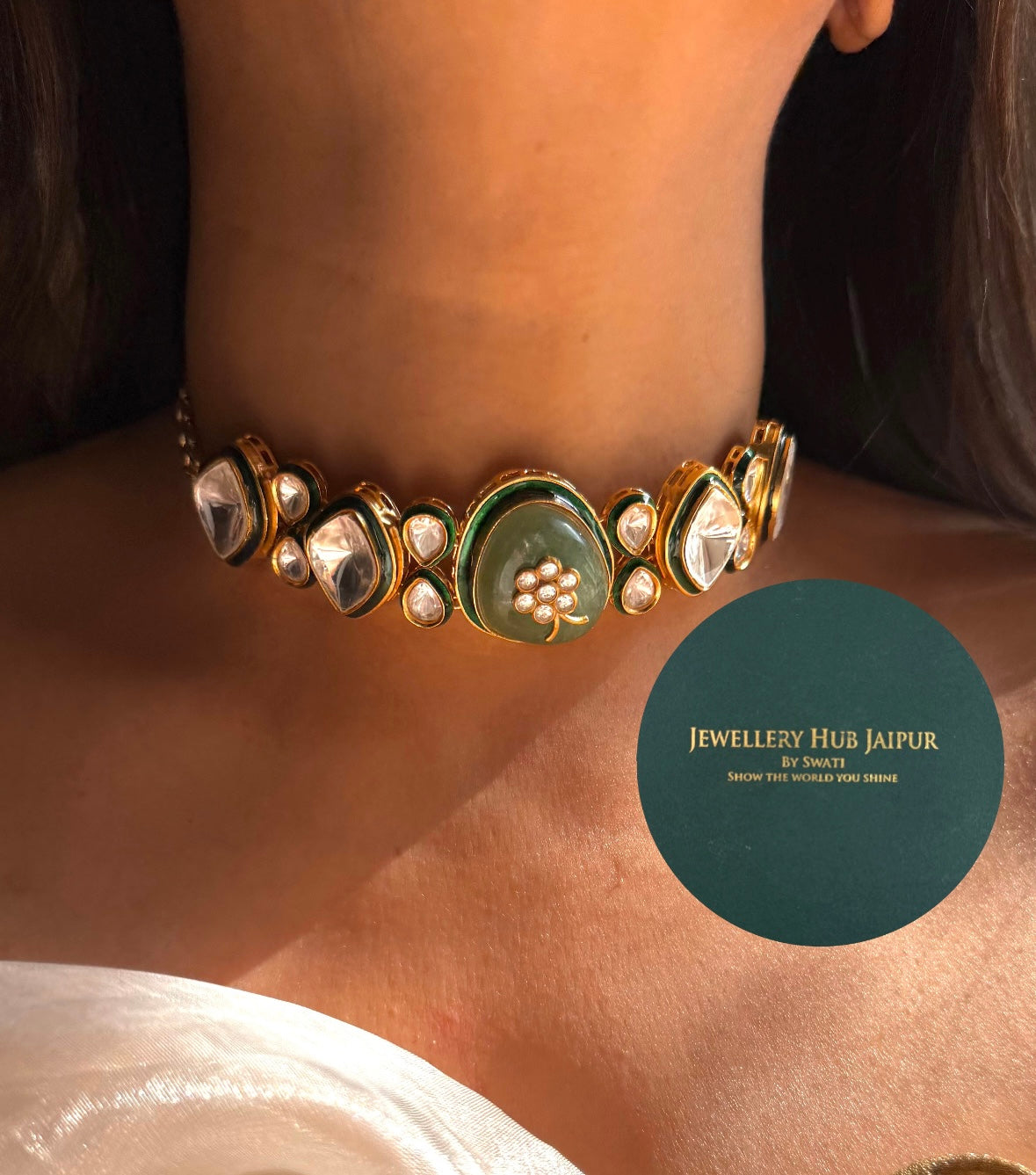Mint handmade uncut polki choker