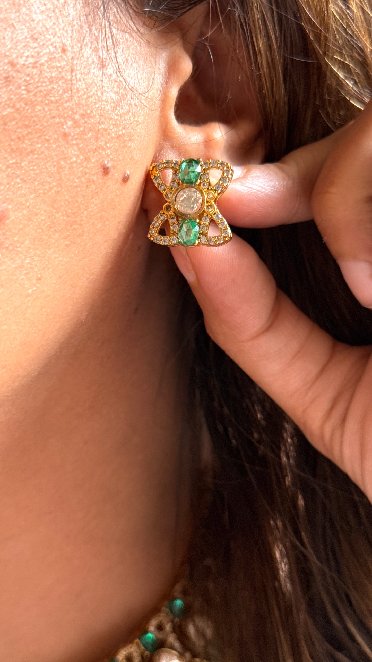 Emerald peeli polki Lv collar designer necklace