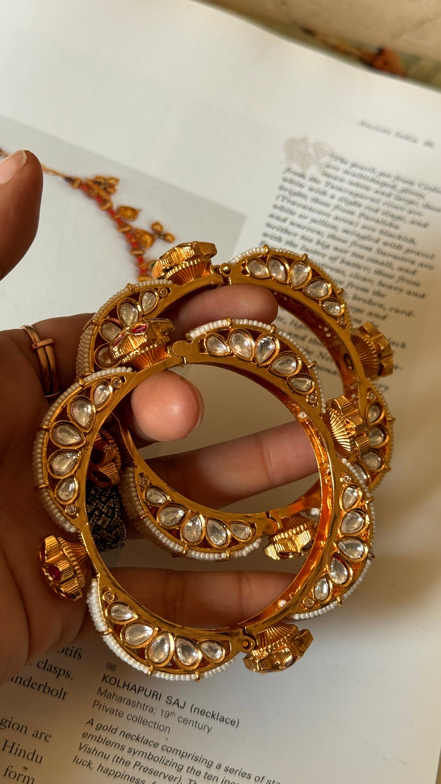 Heritage pearl designer rajwada openable bangles