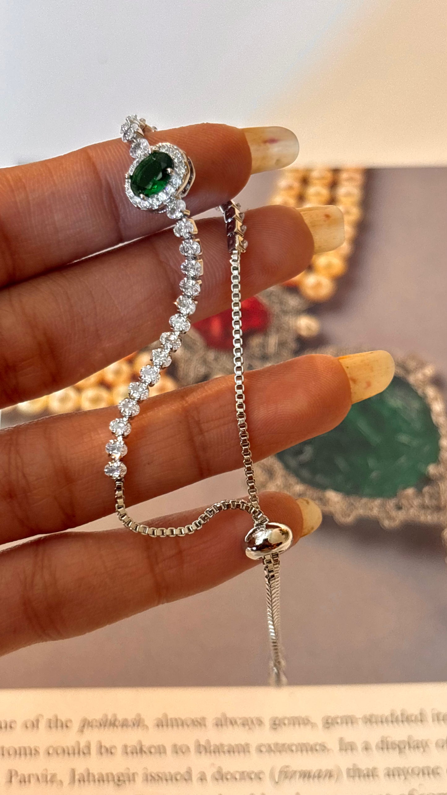 Emerald cz diamond adjustable bracelet