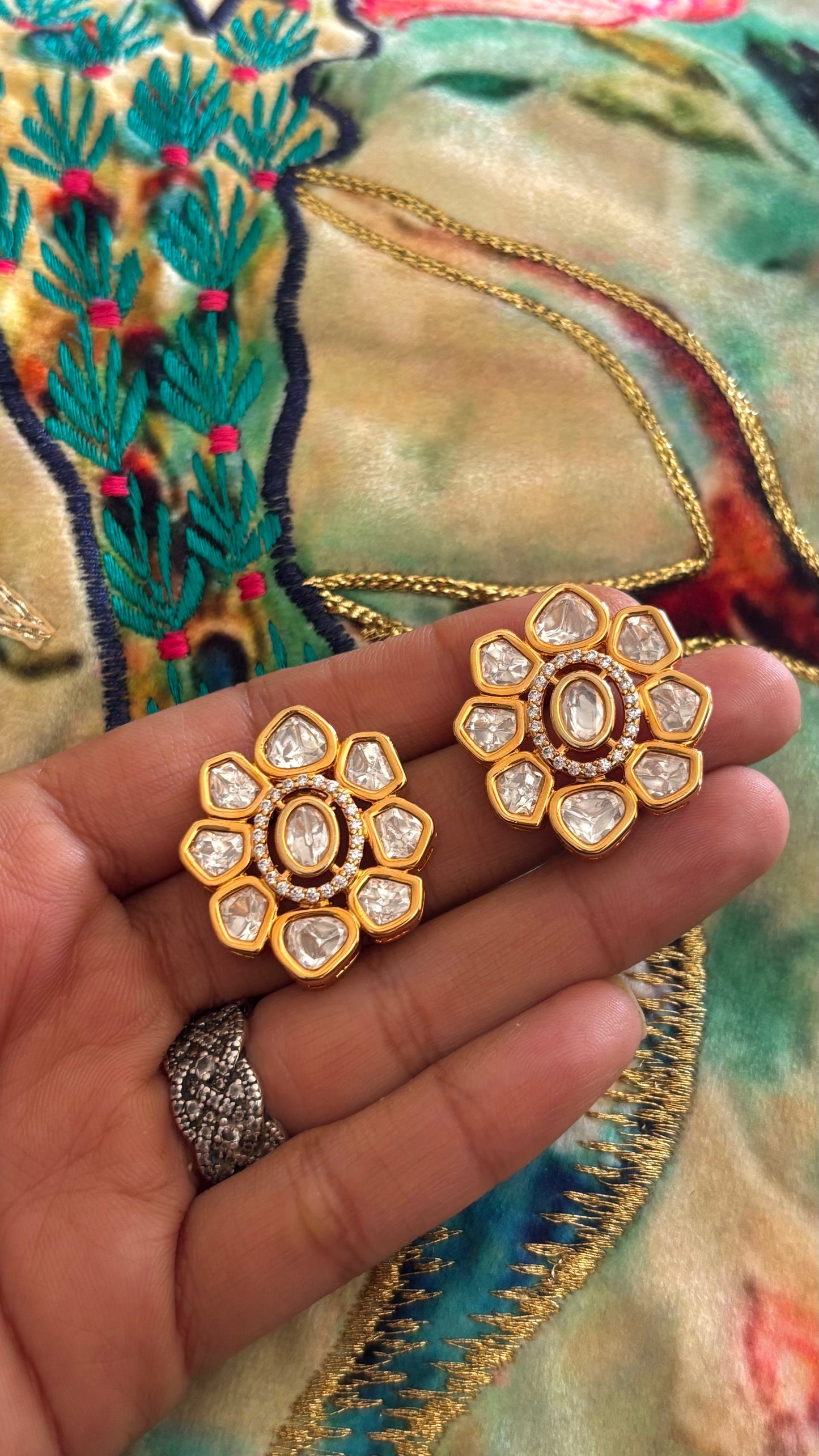 Moissanite polki studs