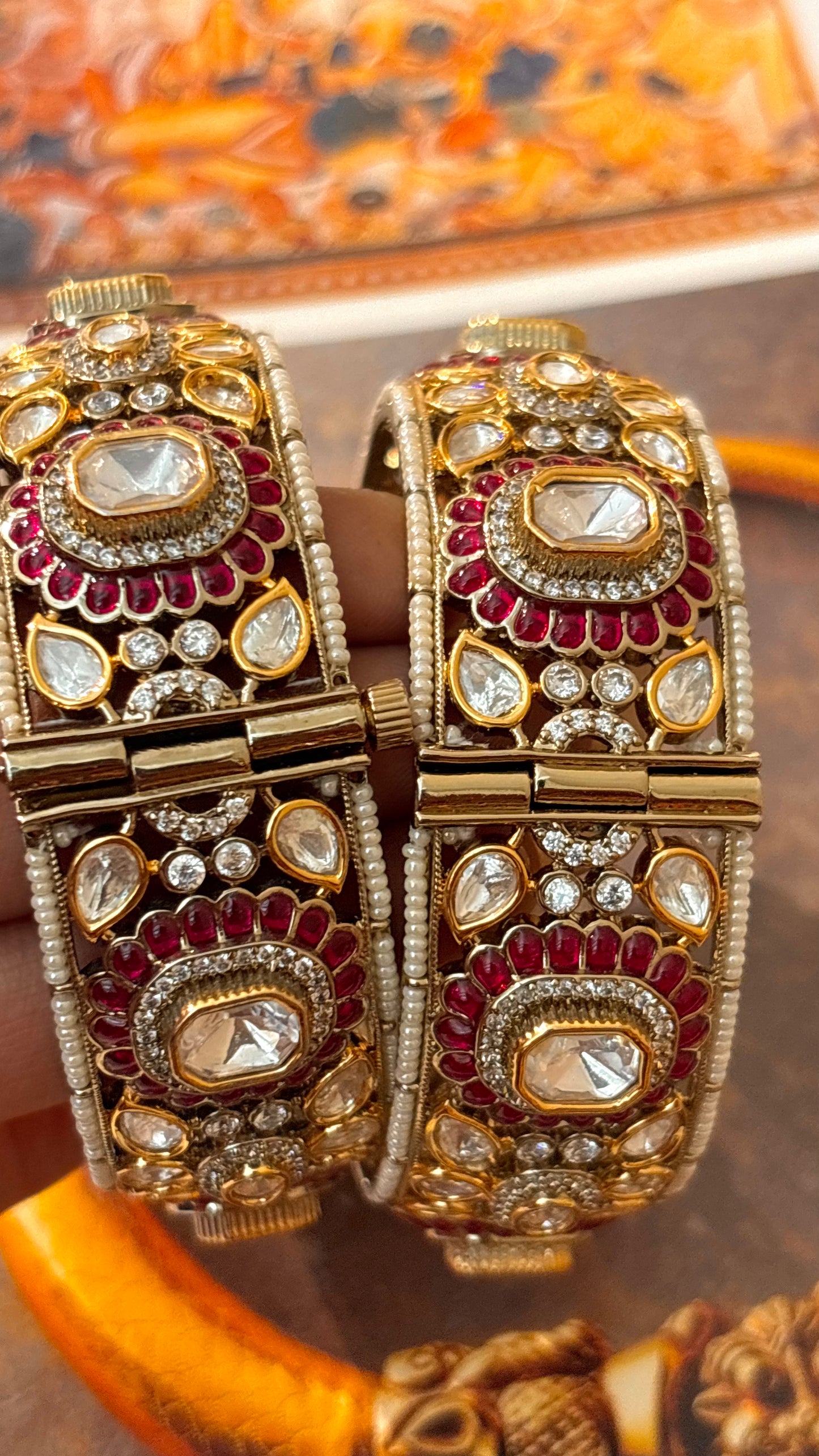 Rubby takkar work victorian bangles (dual polish)