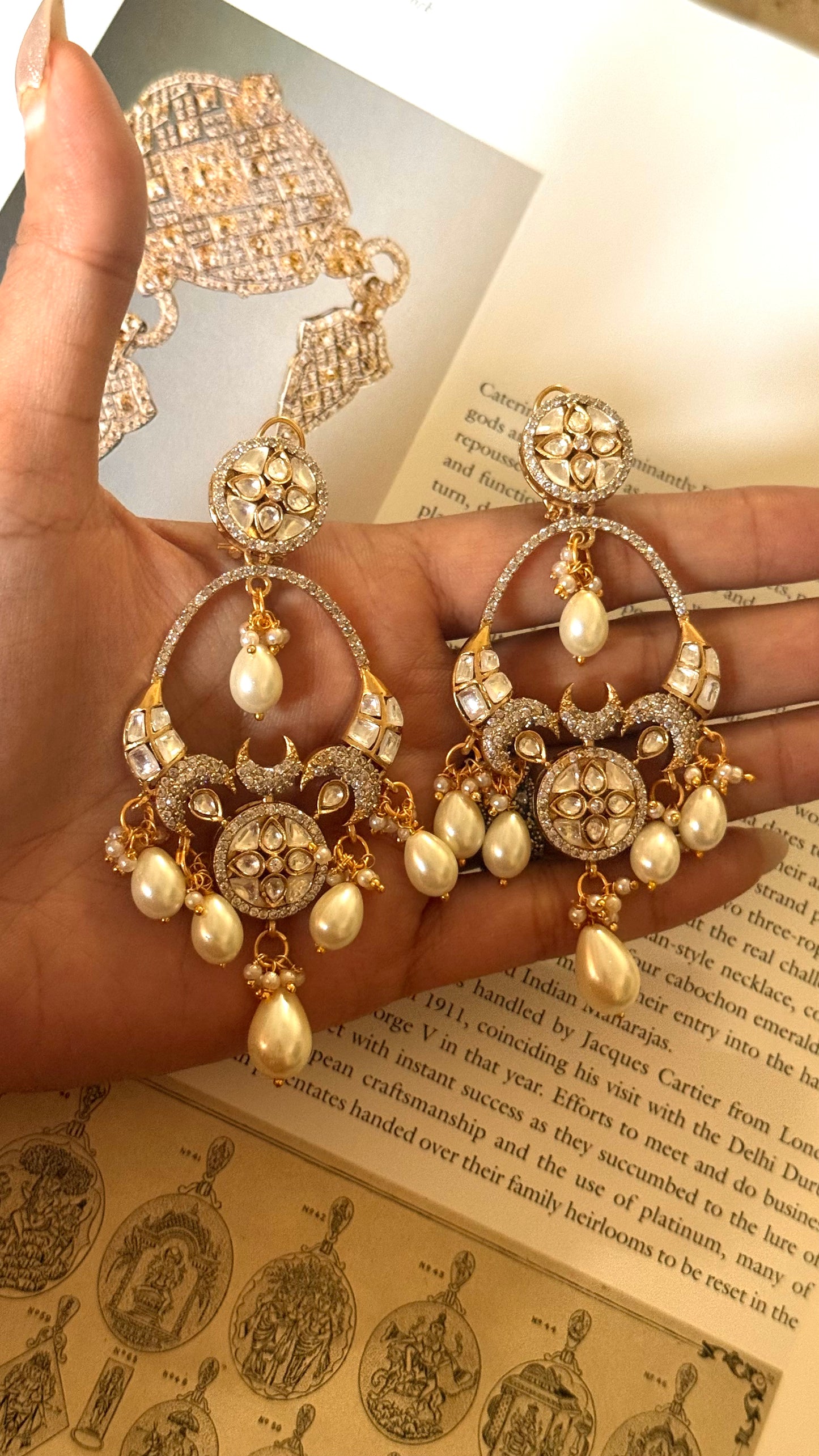 Moissanite with pearl drop earrings