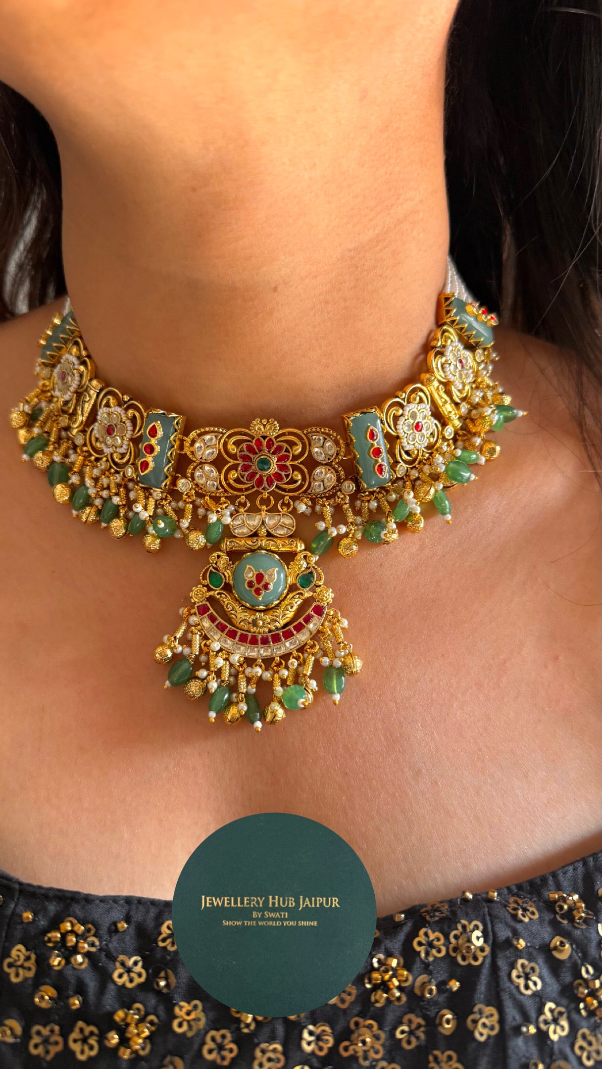 Mint heritage polki rajwadi necklace