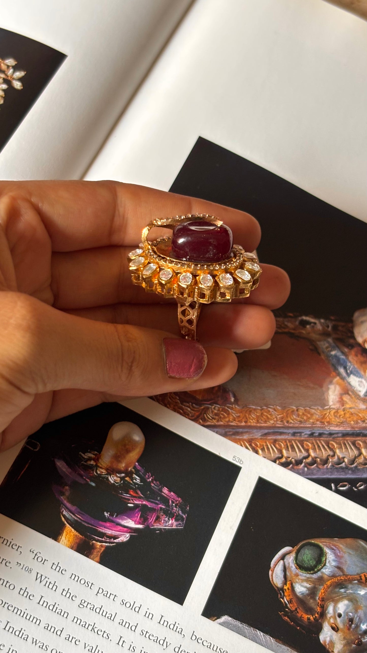 Ruby doublet cz carving ring