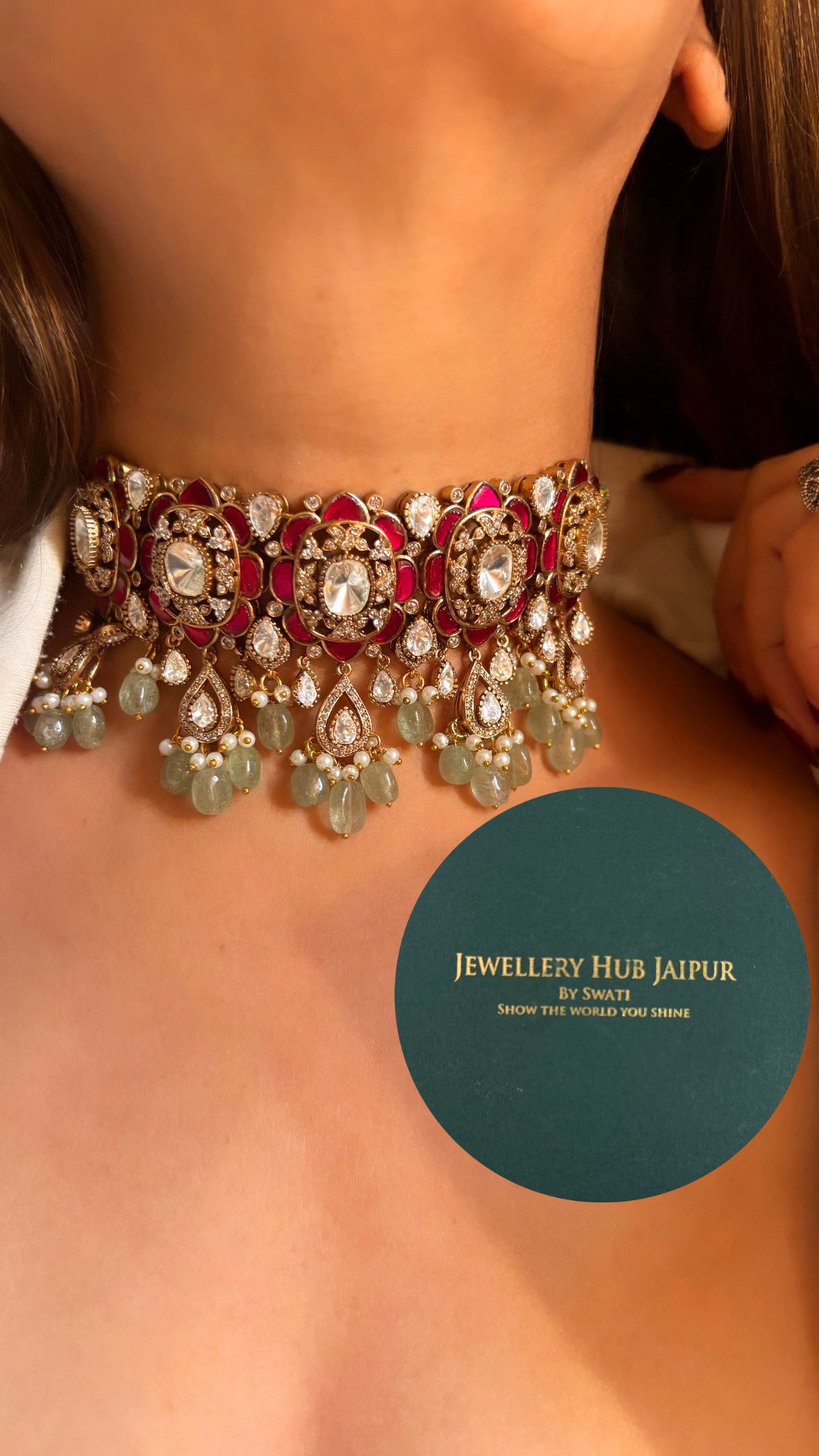 Advika Rani pink necklace with earrings