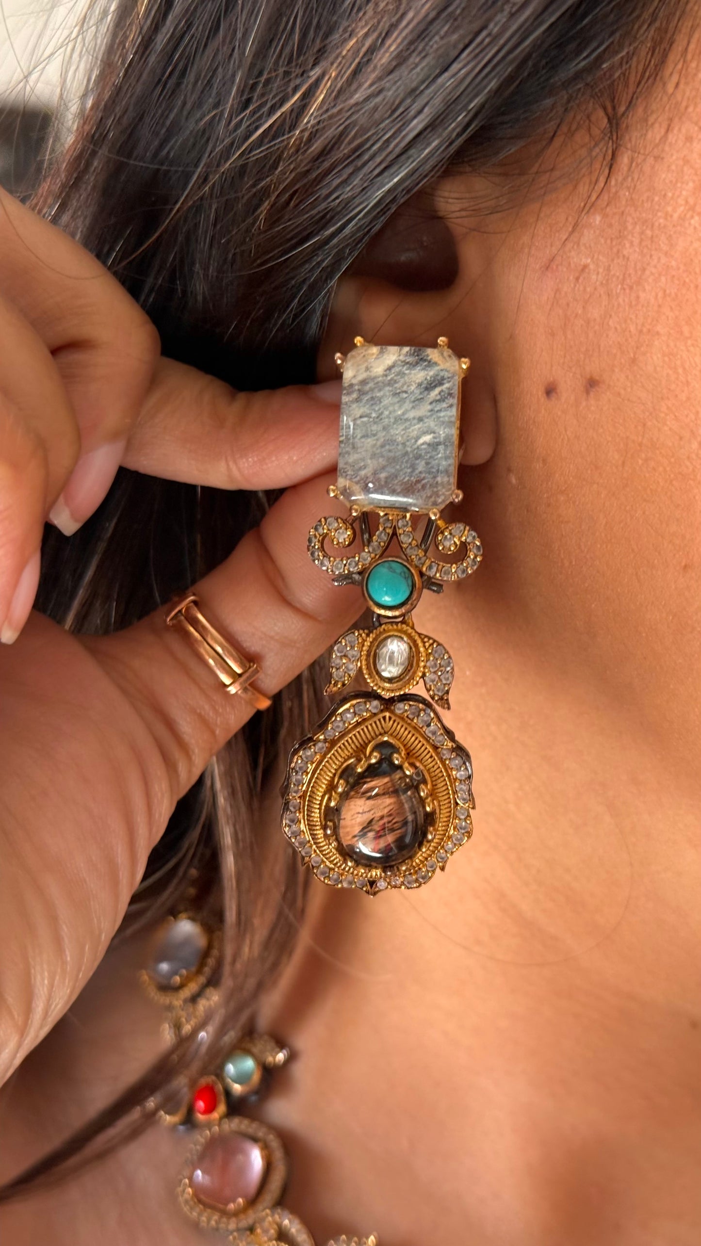 Sabyasachi inspired vintage navratna necklace