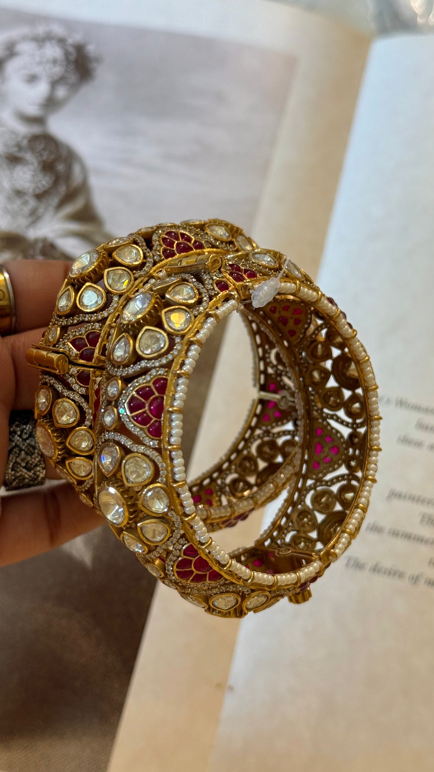 Ruby Real Moissanite Polki bangles