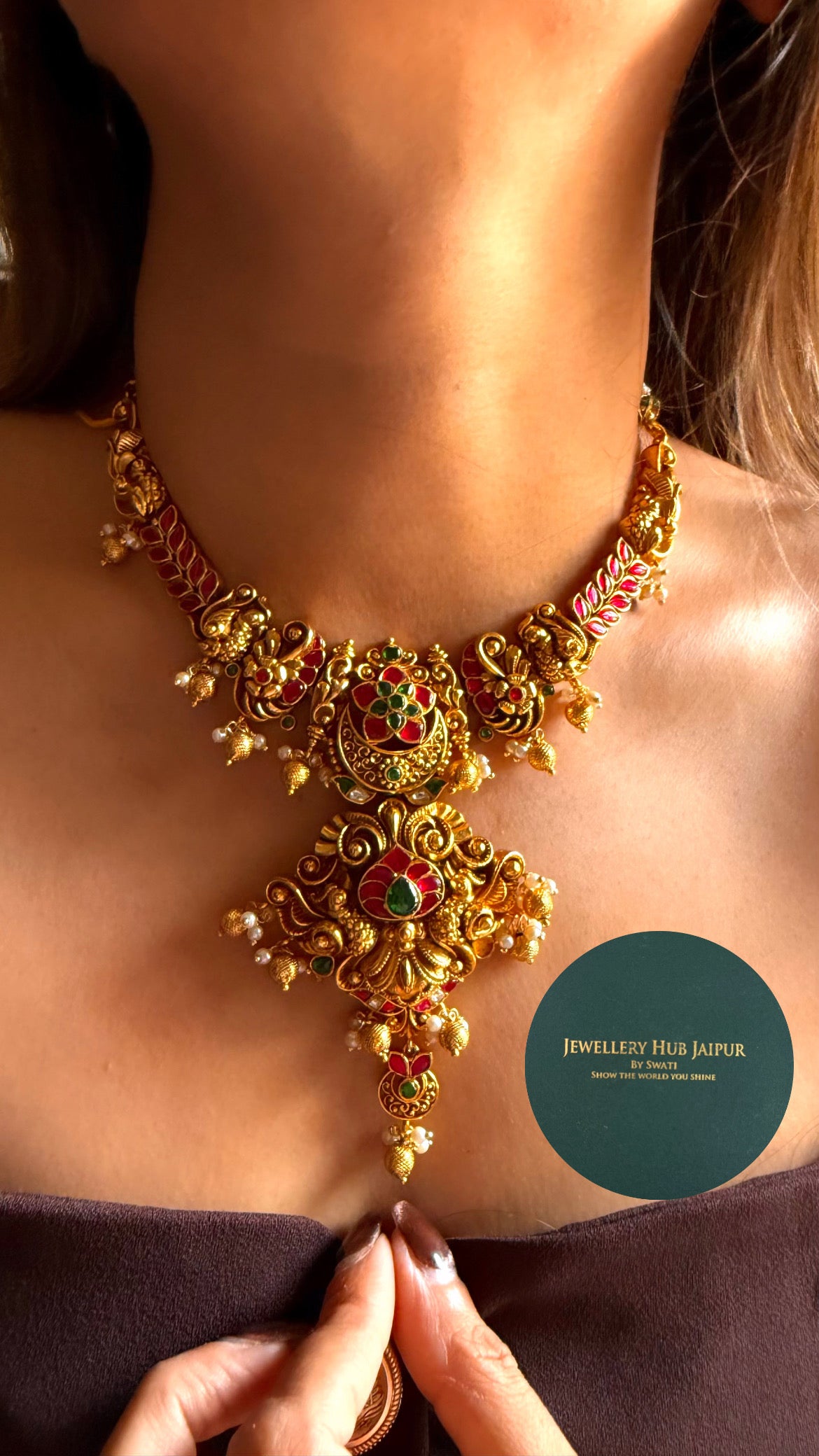 Rani pink & emerald katdana floral rajwada set