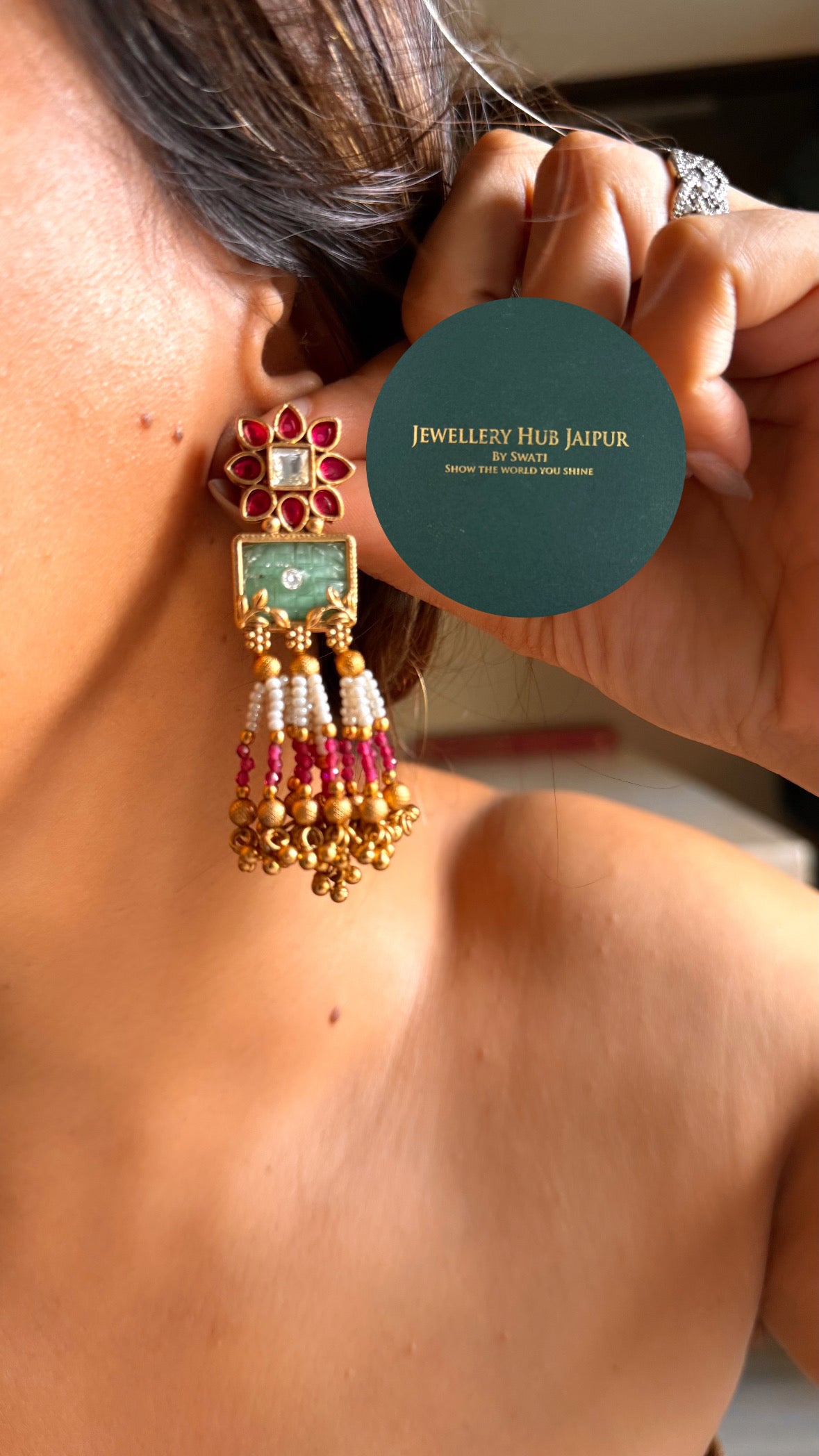 Mint & ruby floral maharani rajwada set