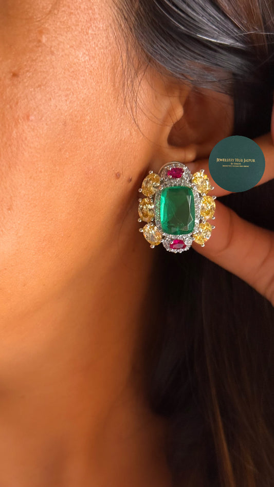 Mint doublet & real citrin with Rani pink studs