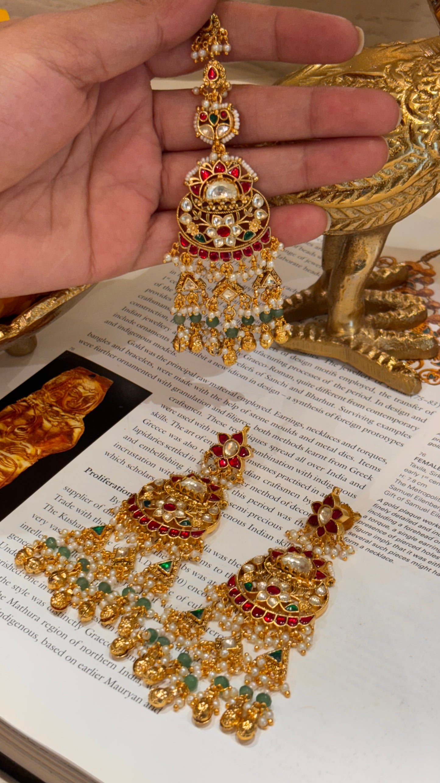 Heritage jadau Maangtika & earrings combo