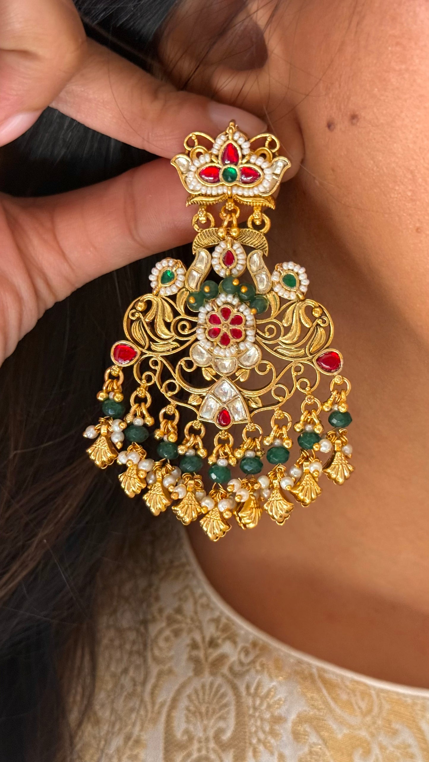 Heritage ruby & emerald  paachi polki necklace