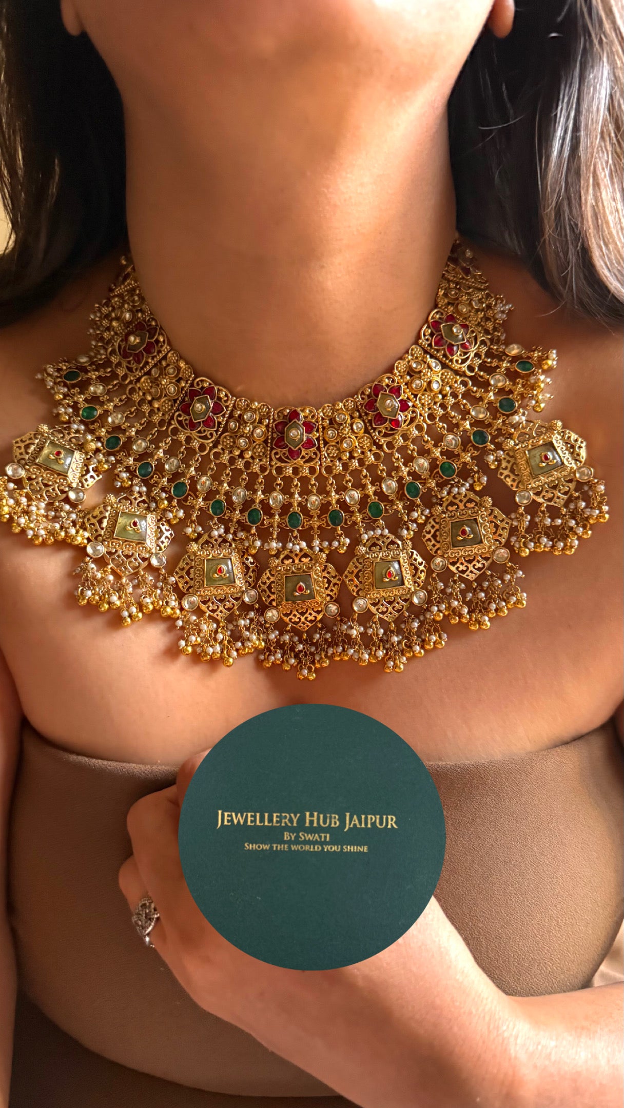 Bridal asia rajawada handmade jadau Necklace