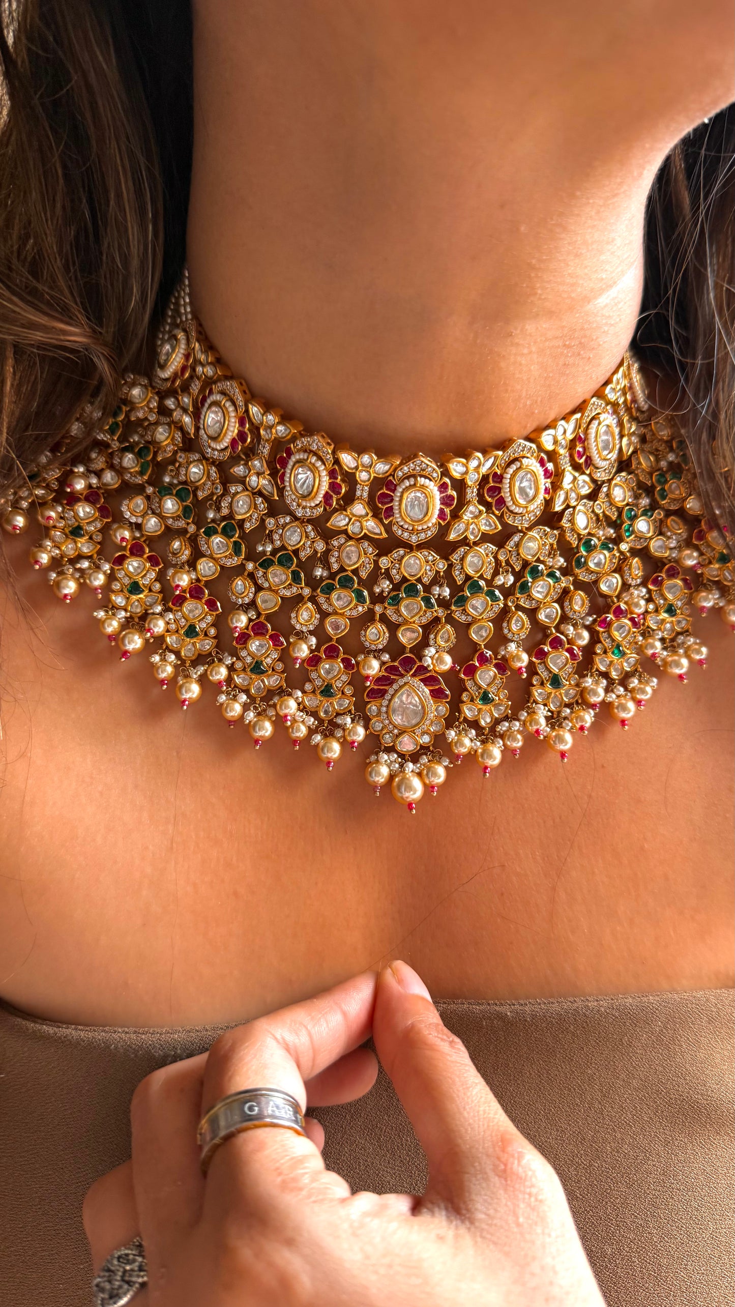 Bridal Asia inspired takkar Ruby  & Emerald Choker