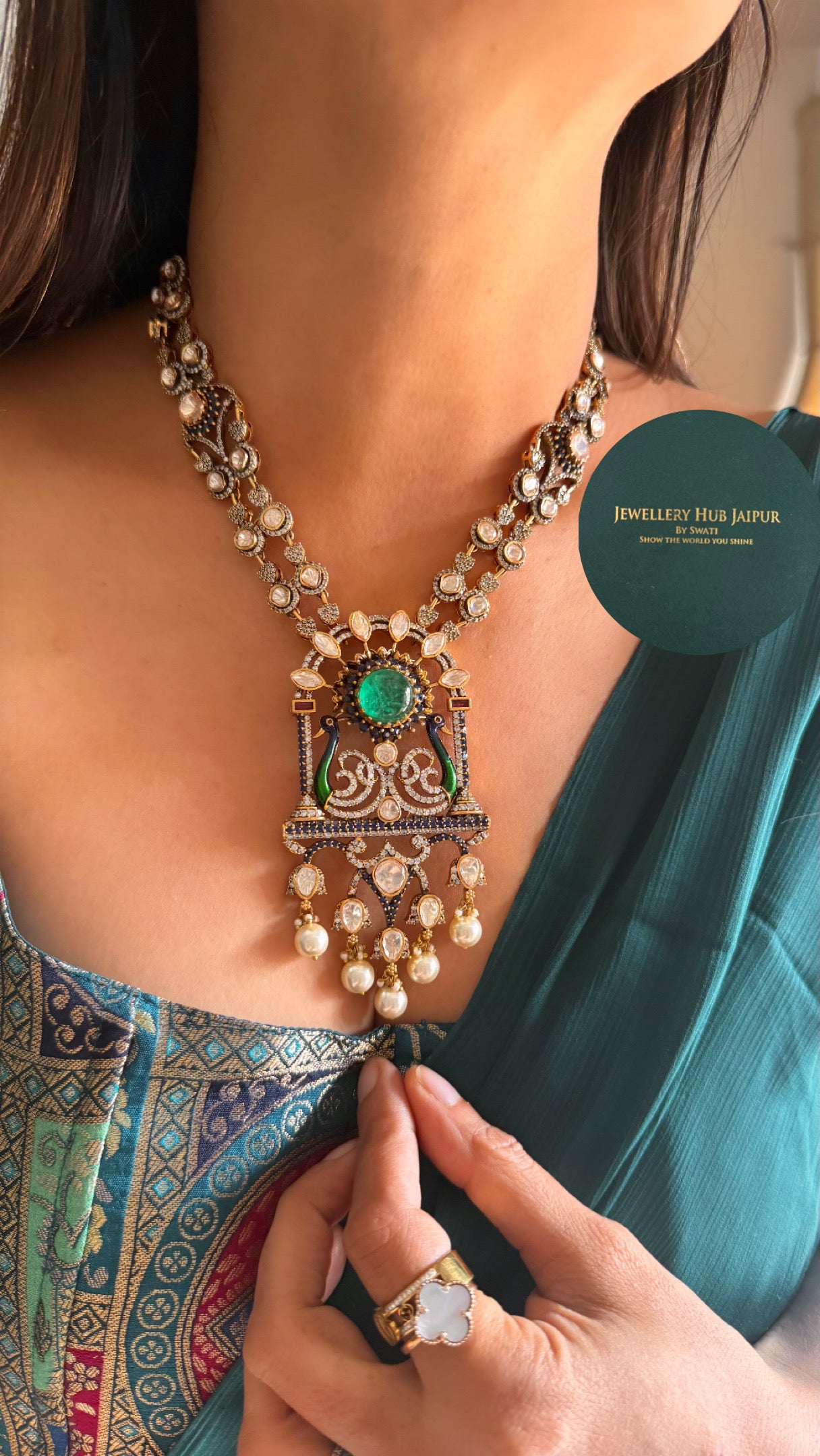 Amrapali inspired peacock heritage necklace