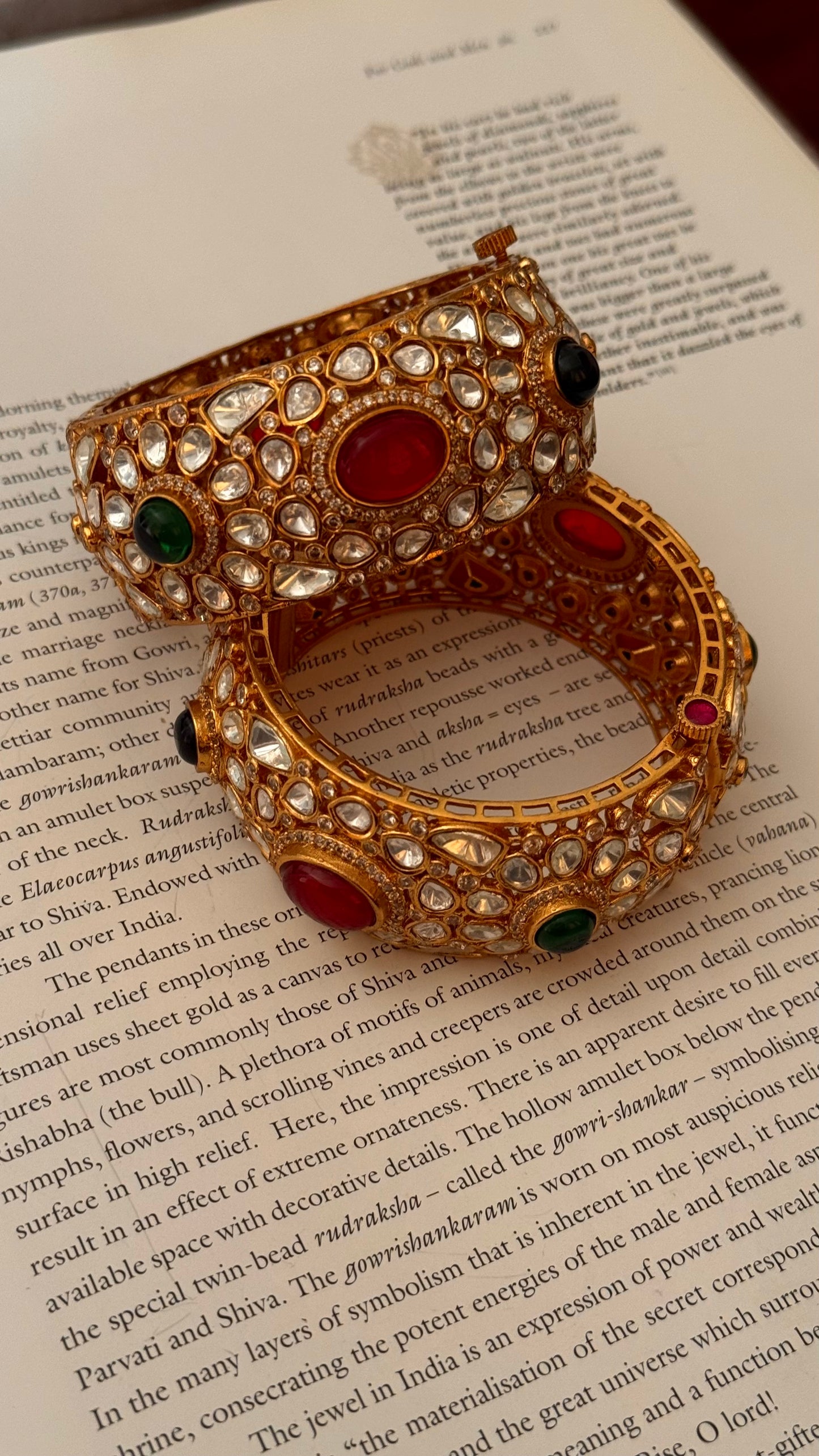 Ruby and emerald polki bangles