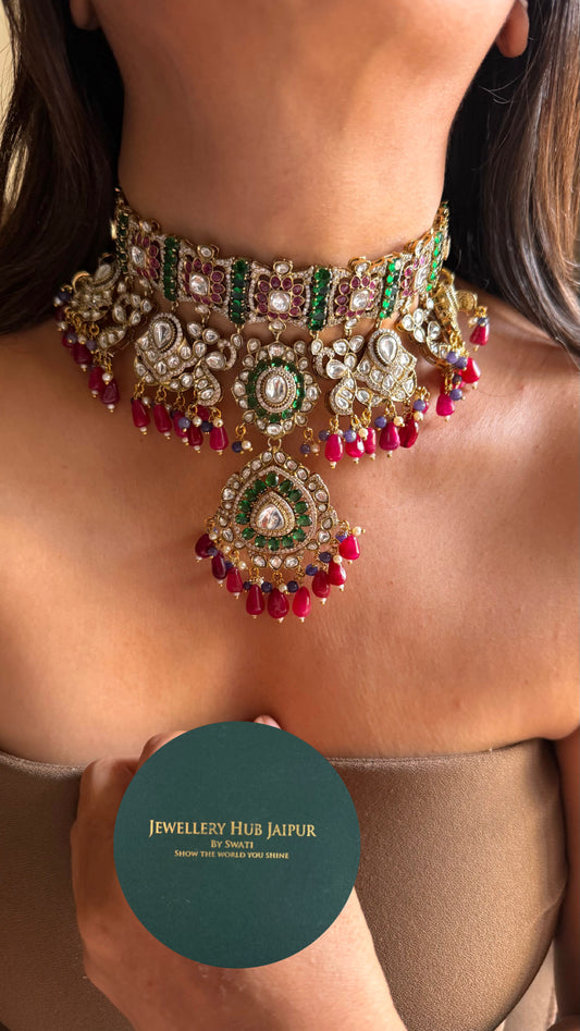 Bridal Asia emerald & ruby designer necklace