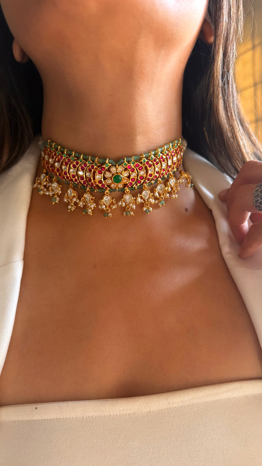 Real moissanite mint & rani heritage choker