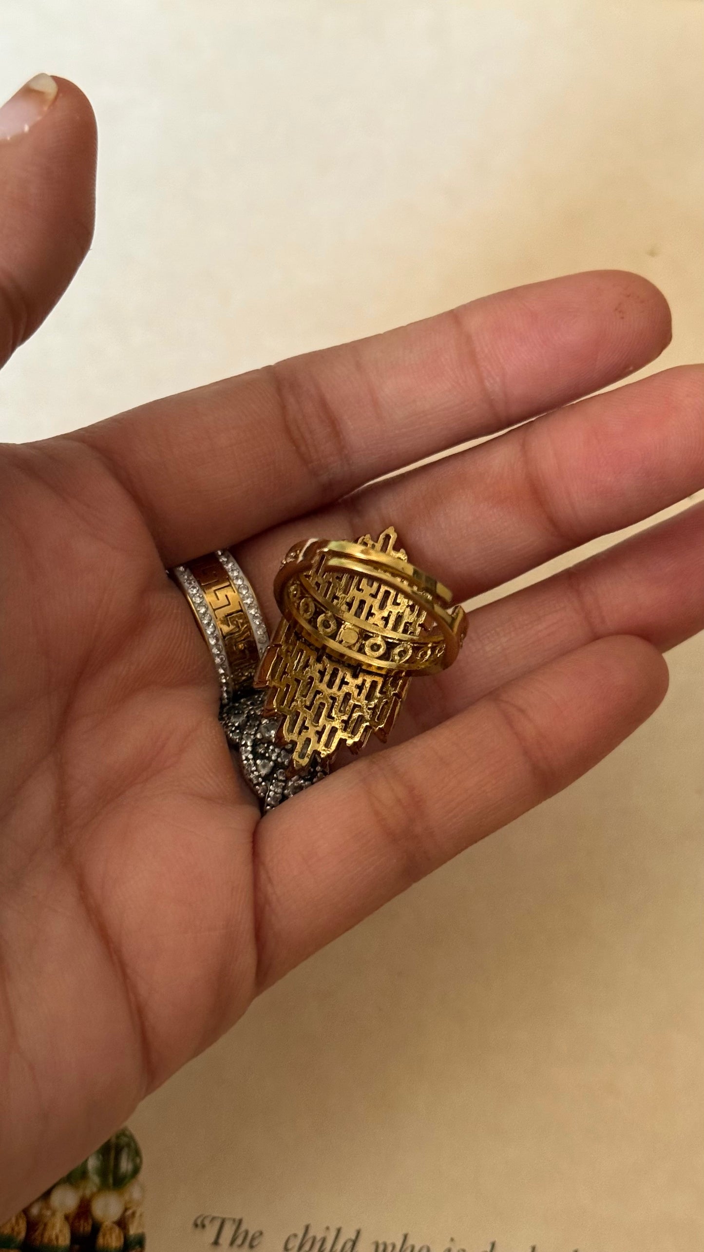 Rani pink floral designer cocktail adjustable ring