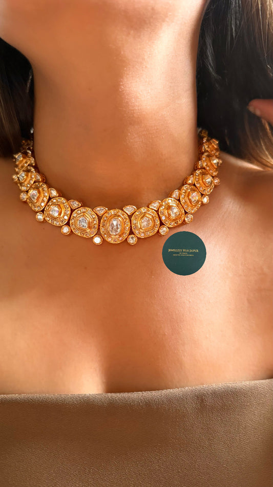 Moissanite polki collar set