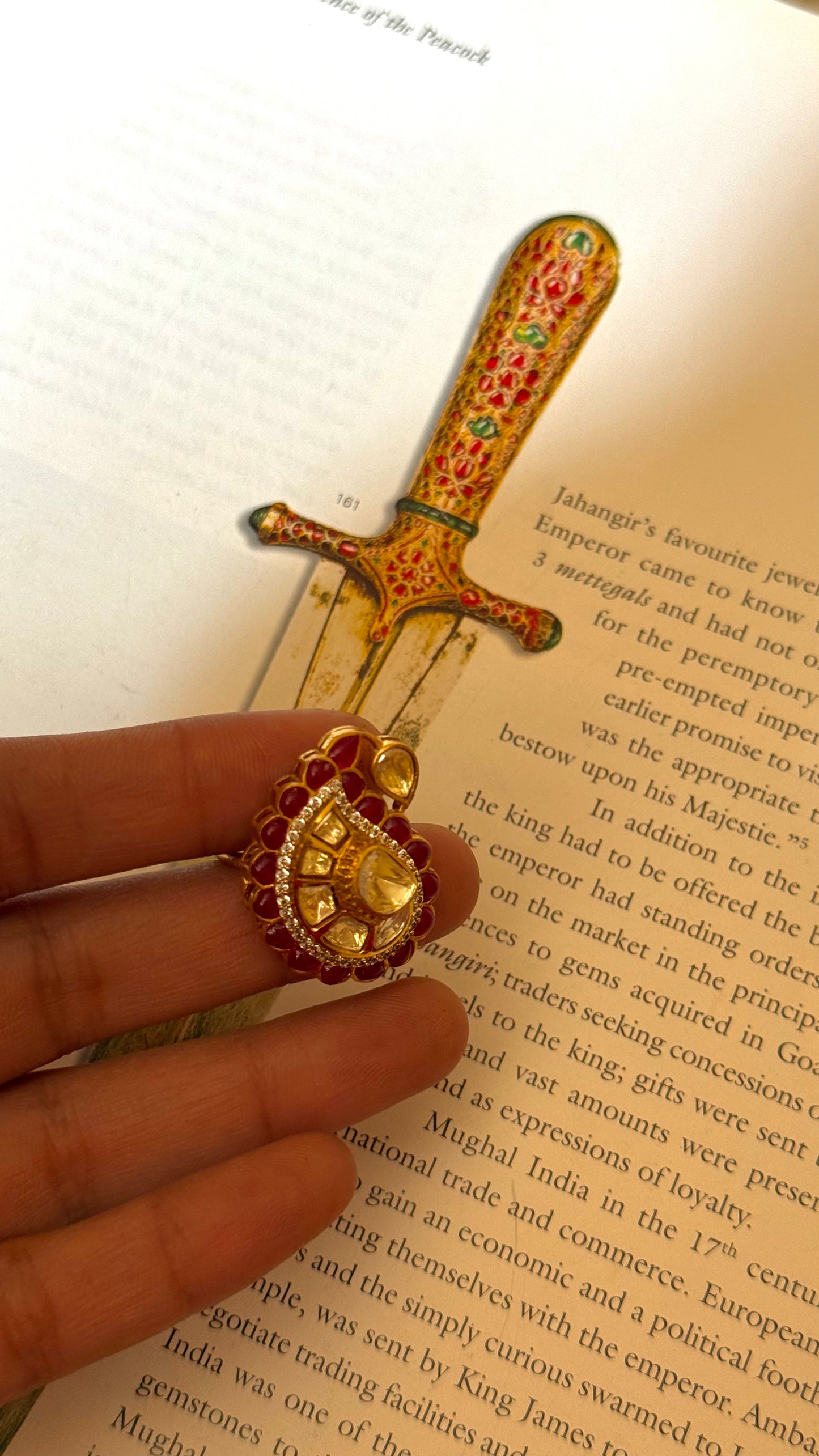 Ruby takkar peeli polki madhubani ring