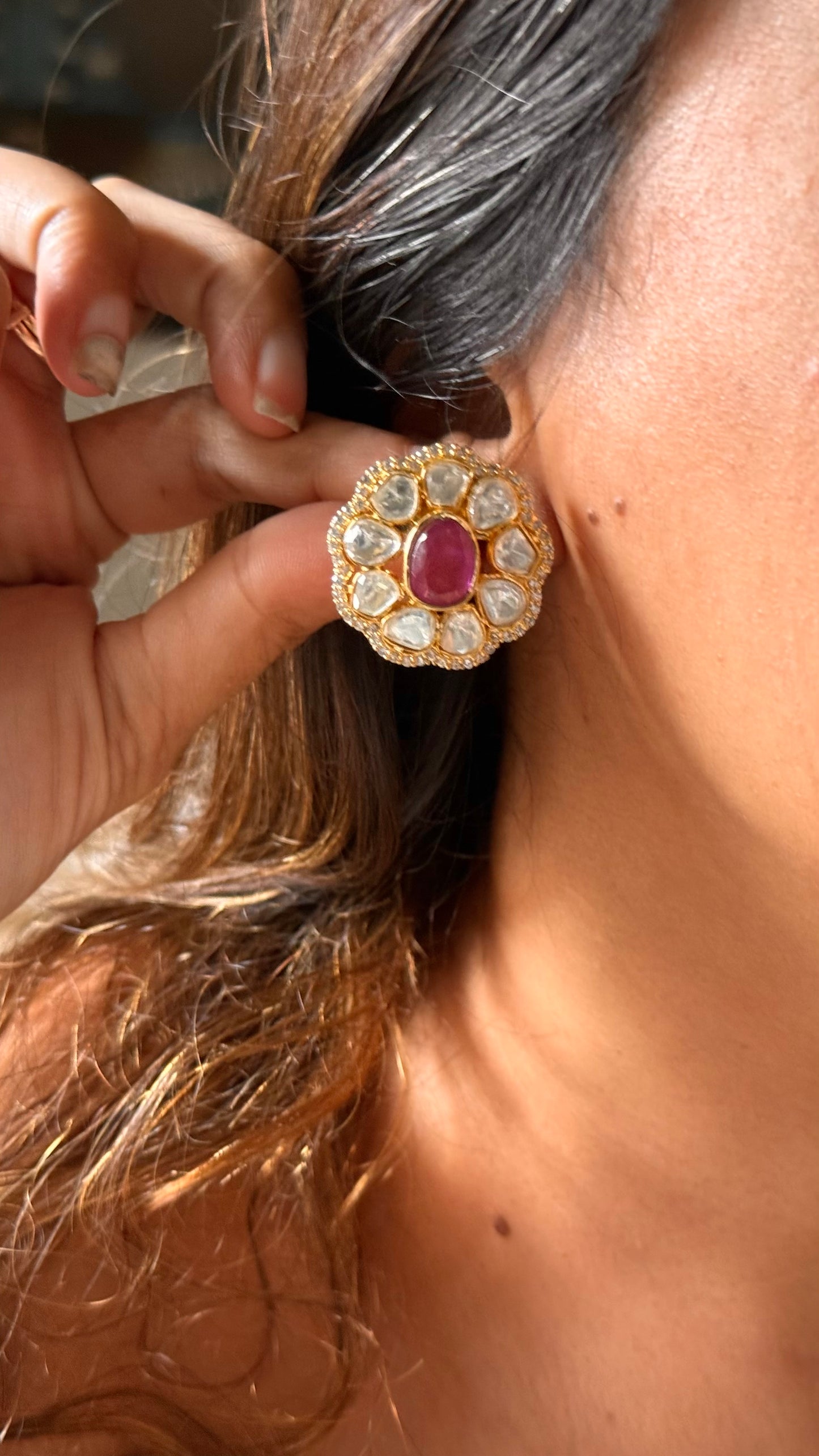 Rani pink real Moissanite studs