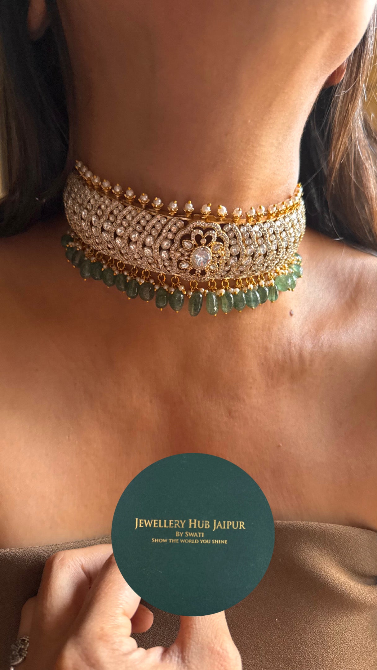 Floral heritage choker with mint strawberry