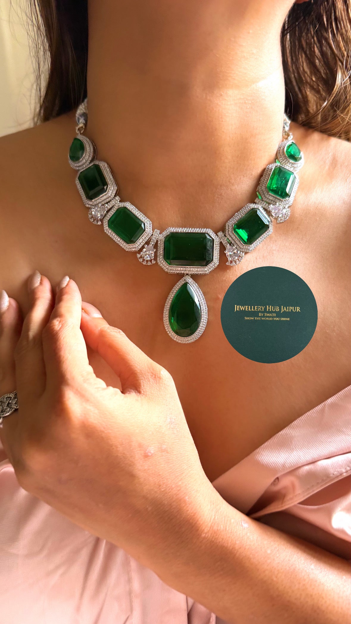 Emerald doublet with drop shape cocktail set