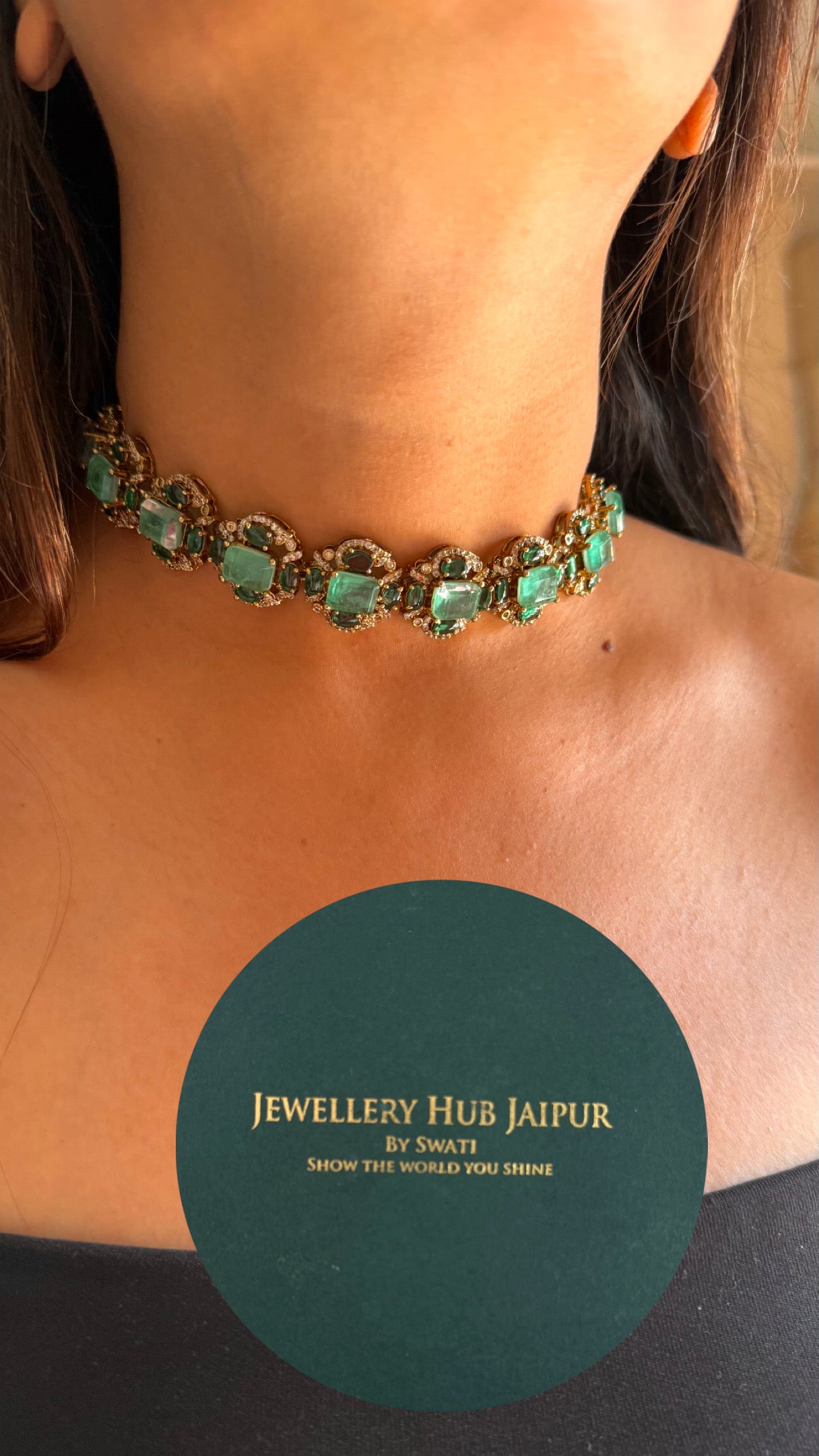 mint victorian polki choker