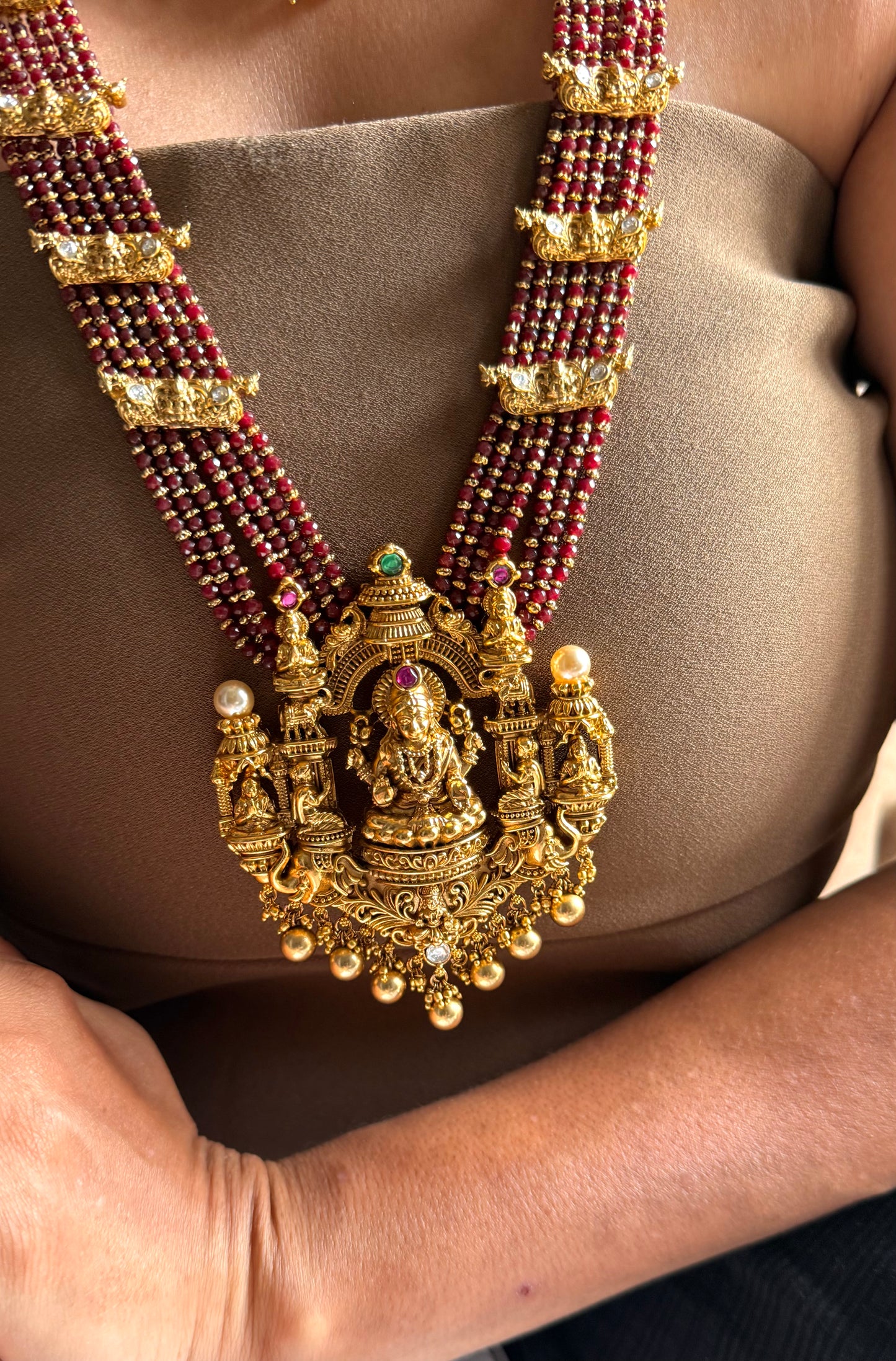 Goddess Laxmi Ruby Temple necklace combo