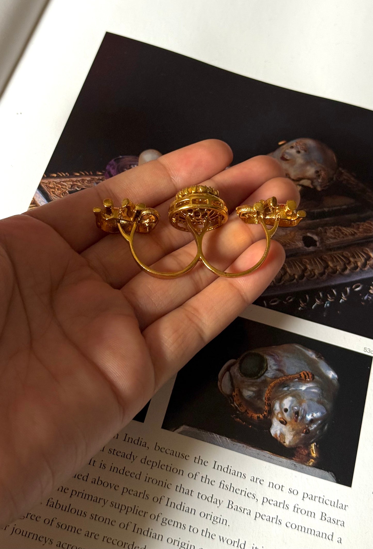 Gaj inspired double finger ring